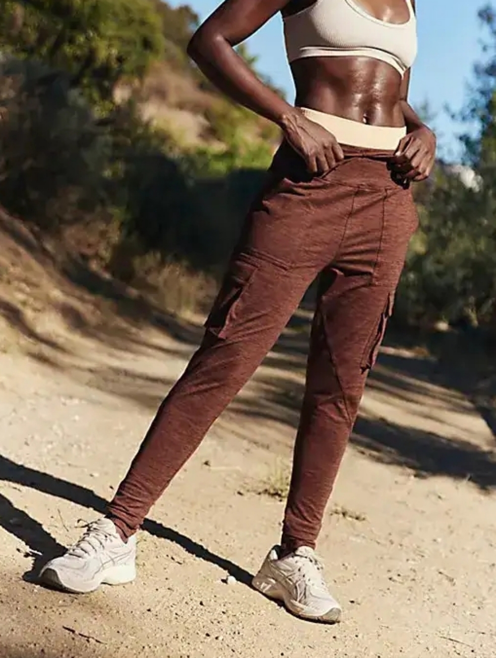 FP Movement by Free People Chocolate Brown Cargo Joggers Size XL New Without Tag